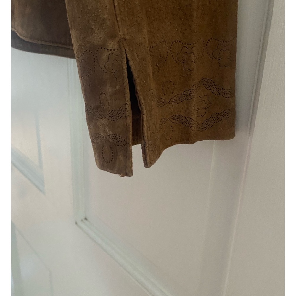Christopher & Banks Brown Suede Jacket Women Large Lined Embroidered Details - Picture 10 of 12